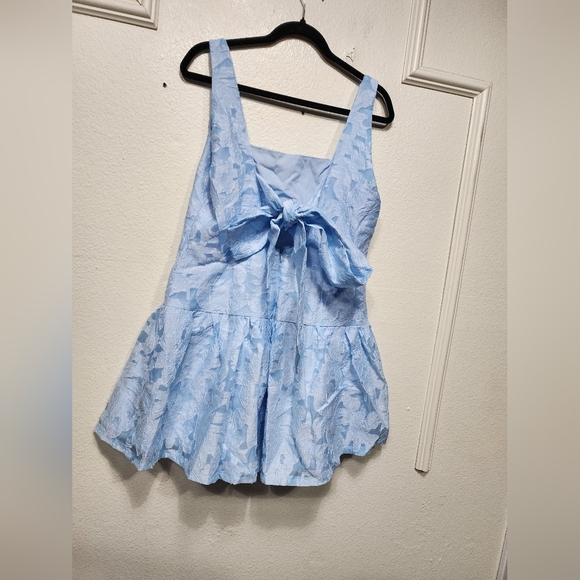 Lulus Exuberant Elegance Light Blue Jacquard Drop Waist Mini Dress XL Wedding - Picture 9 of 10